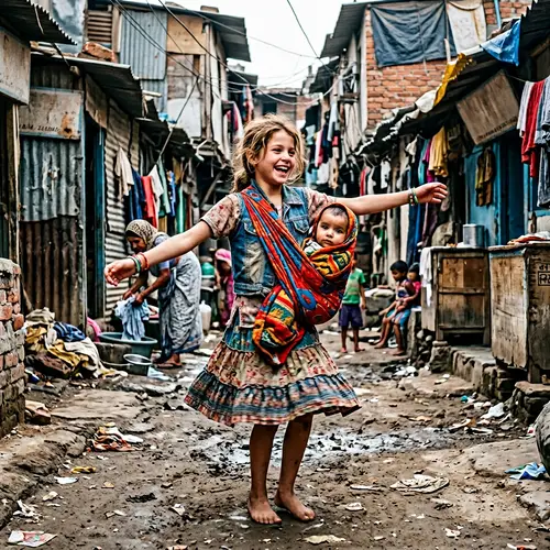 Hopeful Girl Dancing in Slum with Baby | Heartwarming Scene