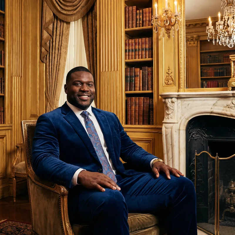 Stylish Black Man in Opulent Suit Setting