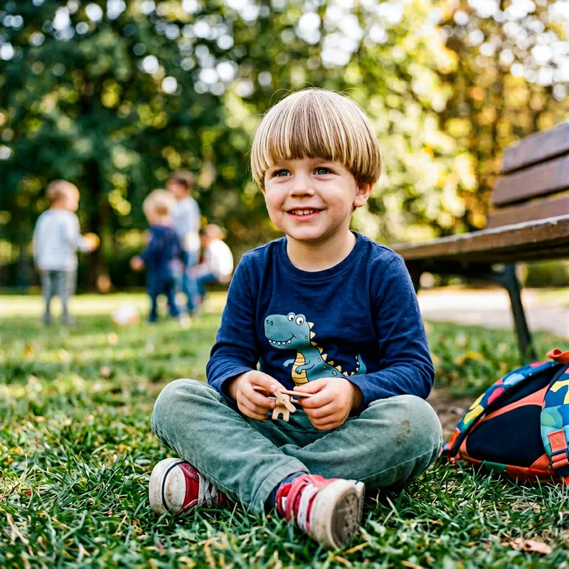 Adorable 4-Year-Old Boy with Blonde Bowl Cut Hair