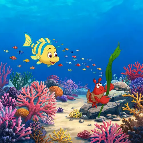 Disney Ariel-Themed Top-Down Digital Illustration