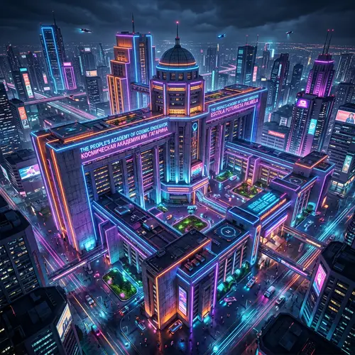 Futuristic Soviet-Style School | Neon Palmela Portugal Design