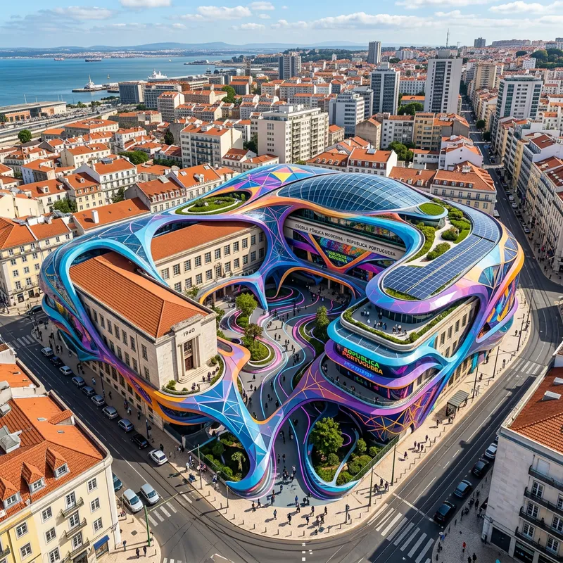 Futuristic Organic Architecture of Portugal Republique School - Geometric Shapes & Vibrant Hues Futuristic Organic Architecture of Portugal Republique School - Geometric Shapes & Vibrant Hues
