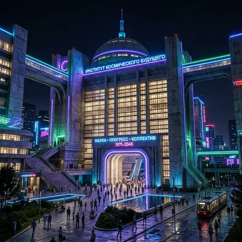 Futuristic Soviet Style Neon School