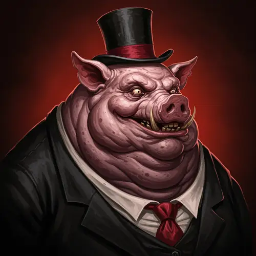 Demonic Fat Pig with Hat and Shirt