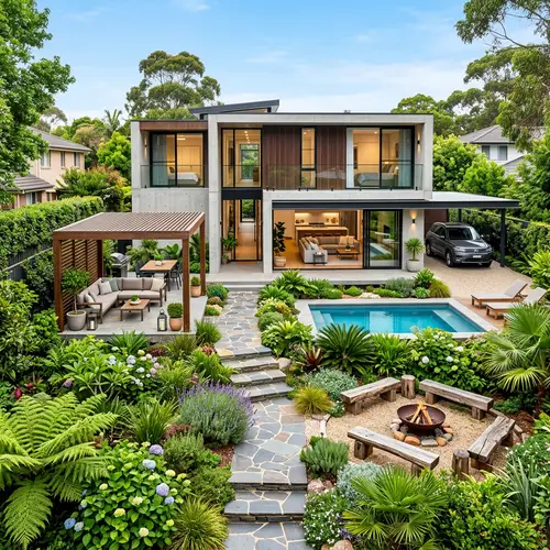 Modern Two-Storey House Design: 4 Bedrooms & Lush Garden