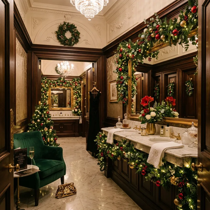Luxurious Christmas Vibe in Spacious, Lavish Restroom