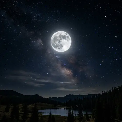 Graceful Moon in Serene Night Sky | Mesmerizing Stars