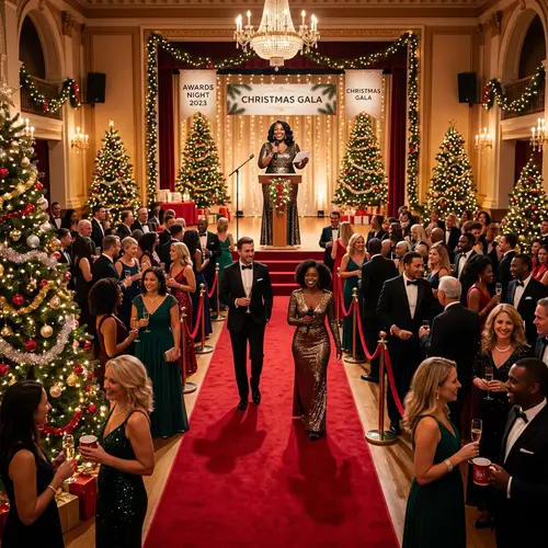 Christmas Awards Ceremony in Elegantly Decorated Room