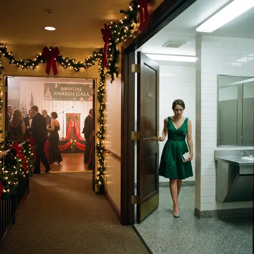 Christmas-Themed Award Ceremony Scene | Festive Atmosphere