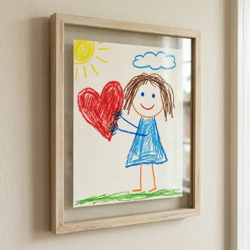 Young Girl Holding Heart Artwork