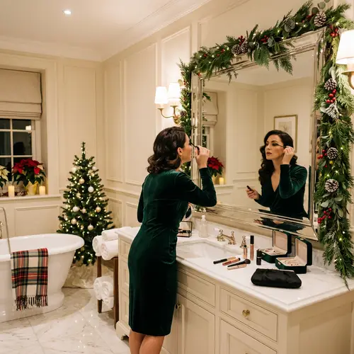 Elegant Christmas-Themed Women's Bathroom | Award Ceremony Prep