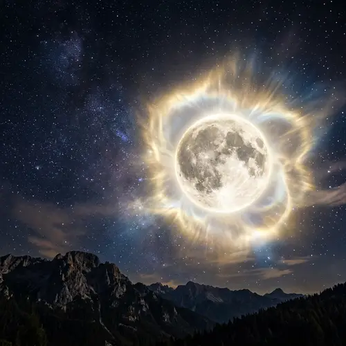 Strong and Victorious Moon in Night Sky