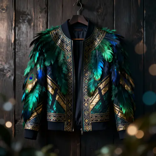 Men's Feathered Jacket: Tribal Art Inspiration