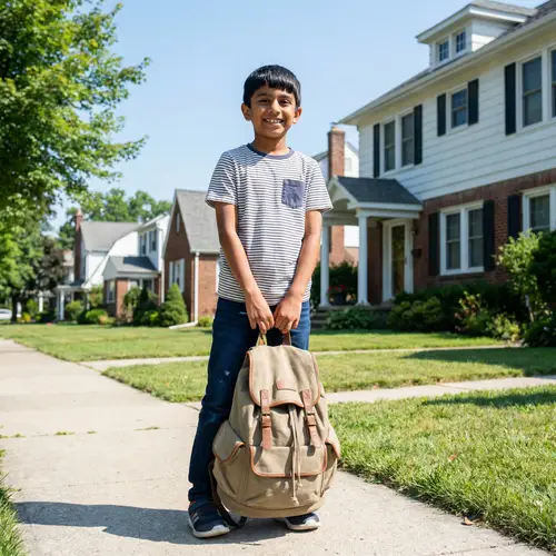 Confident South Asian Boy with Backpack | Back to School Adventure