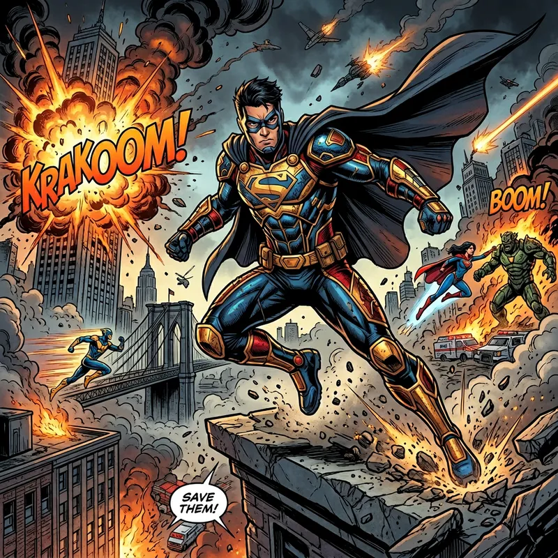 Ramah Kamil in Epic Superhero Battle Illustration