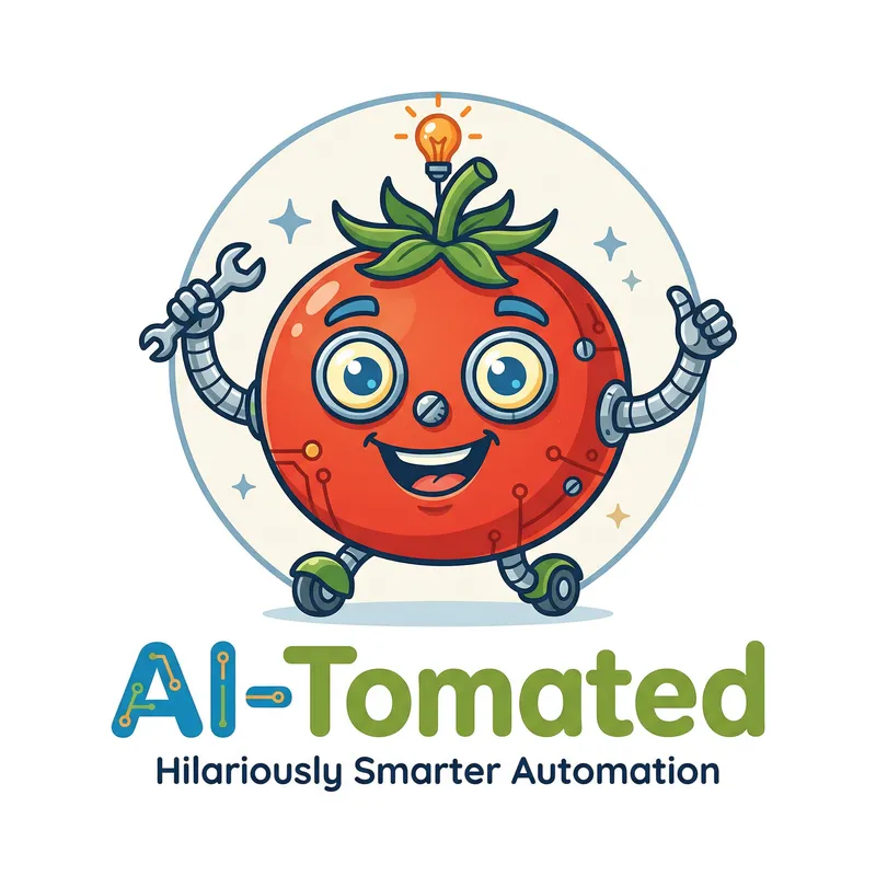 AI-Tomated Logo: Cheerful Tomato Robot Design for Your Company AI-Tomated Logo: Cheerful Tomato Robot Design for Your Company
