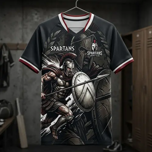 Bold Spartans Cricket Shirt with King Leonidas Design