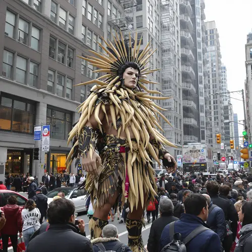 Realistic Giant in Prehistoric Furs in NYC