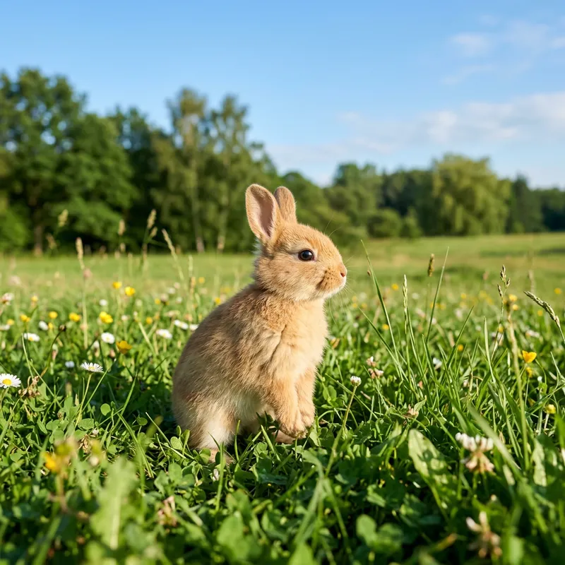 Sweet Baby Bunny in Tranquil Field | Cute Brown Rabbit