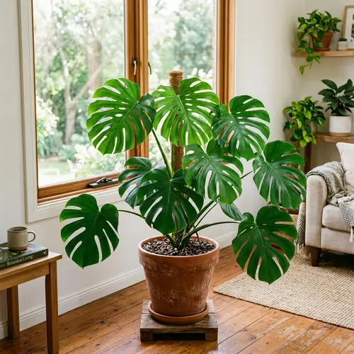 Lush Monstera Deliciosa Plant | Bright Green Heart-Shaped Leaves