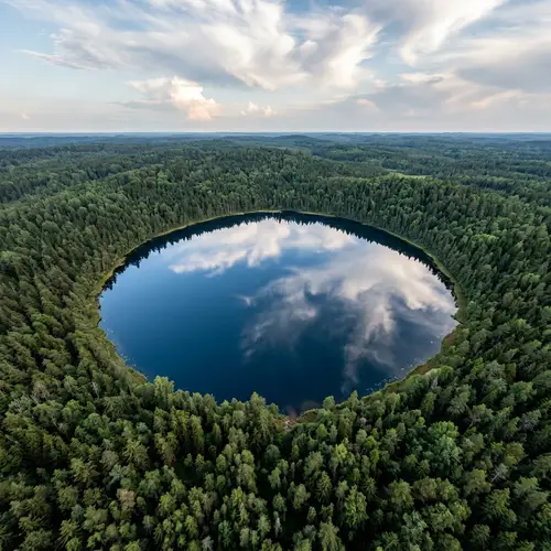 Perfectly Round Lake Surrounded by Dense Forest