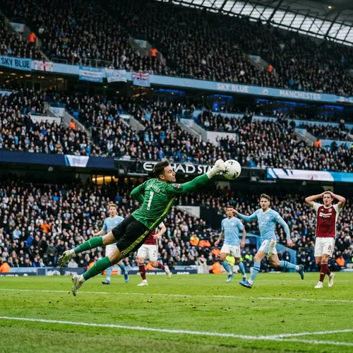 Intense Soccer Match with English Team Goalkeeper
