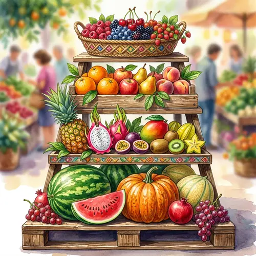 Vibrant Fruit Layer Illustration | Fresh and Colorful Fruits Artwork