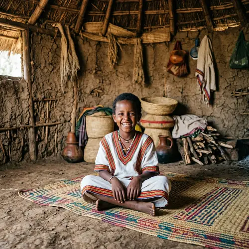 Joyful Ethiopian Boy in Traditional Attire