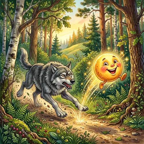 Action-Packed Kolobok and Wolf Story