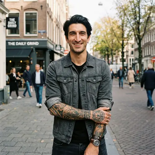 Tall Male with Tattoos and Black Hair | Enigmatic Smile