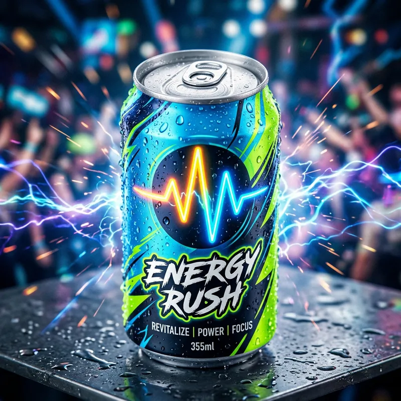Energy Rush: Sleek Can of Vibrant Energy Drink