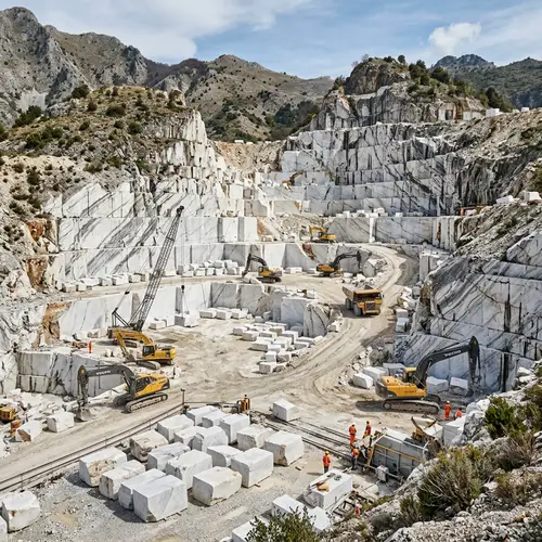 Marble Quarry: White Stone with Grey Veins | Extraction Machinery