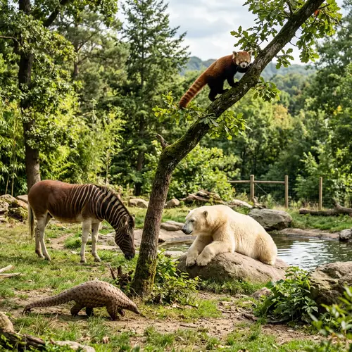 Pangolin, Quagga, Icebear & Red Panda Together