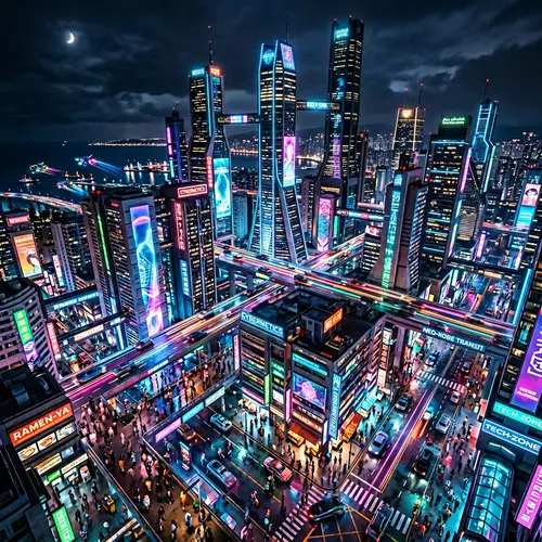 Futuristic Metropolis Night View | Cyberpunk Cityscape