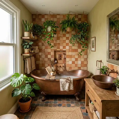Calming Copper Tub Bathroom Design Ideas