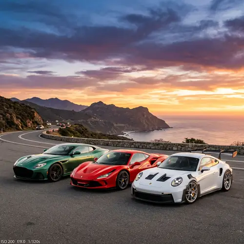 Captivating Super Cars: British Racing Green, Fiery Red, Lustrous White