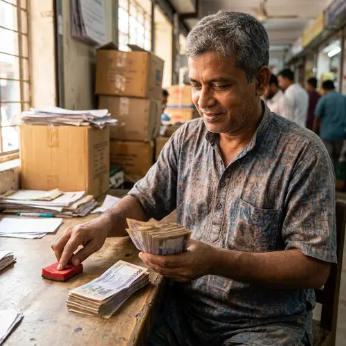 South Asian Man Counting Money | Video Clip