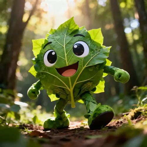 Whimsical Leaf Mascot: Nature's Cheerful Spirit
