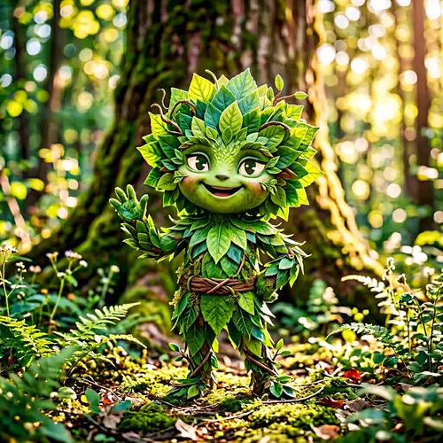 Whimsical Leaf Mascot: Nature's Cheerful Spirit