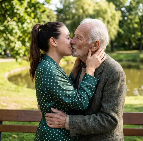 Passionate Kiss with an Older Gentleman