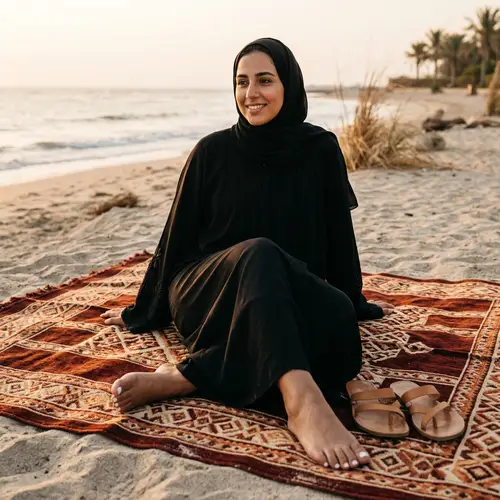 Elegant Arab Woman in Abaya with Stunning Details
