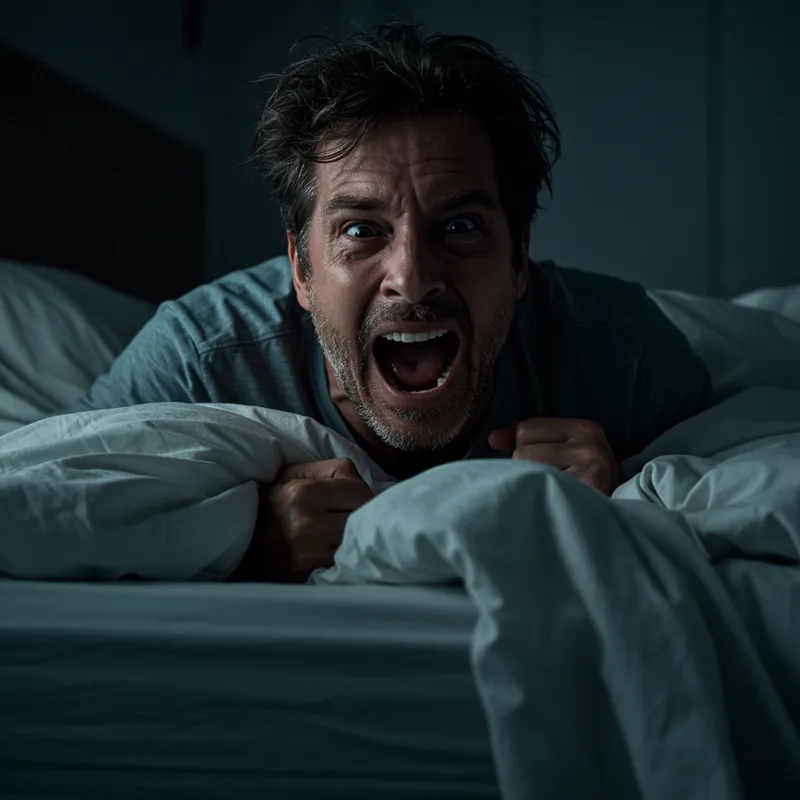 A Man Screaming from Nightmare - Chilling Imagery