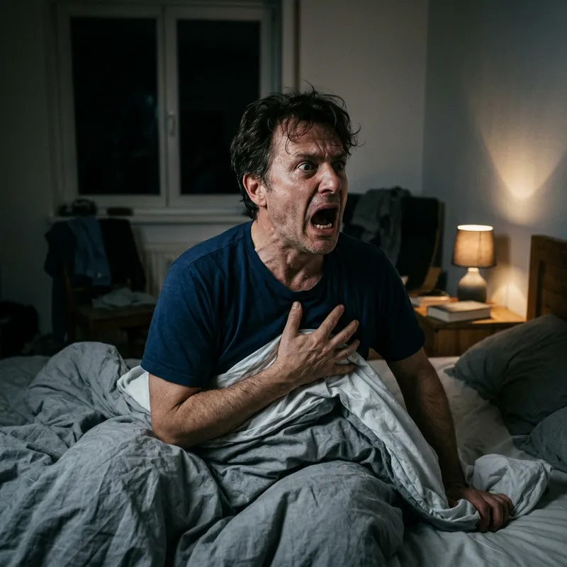 A Man Screaming from Nightmare - Chilling Imagery