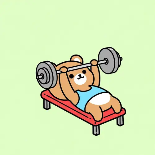 Kawaii Cartoon Bear Bench Pressing Drawing