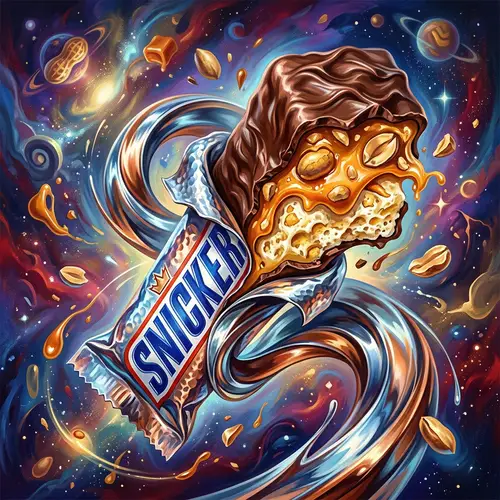 Surrealist Snickers Bar Art - Metallic & Whimsical