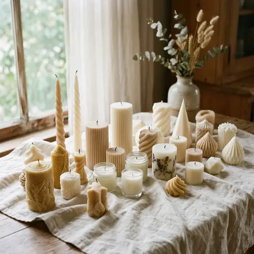Tranquil Candles on Delicate Fabric | Serene & Aesthetic