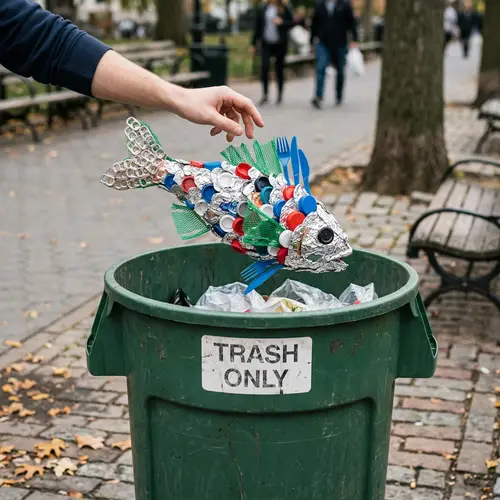 Unique Art Display: Trash Fish Cycle