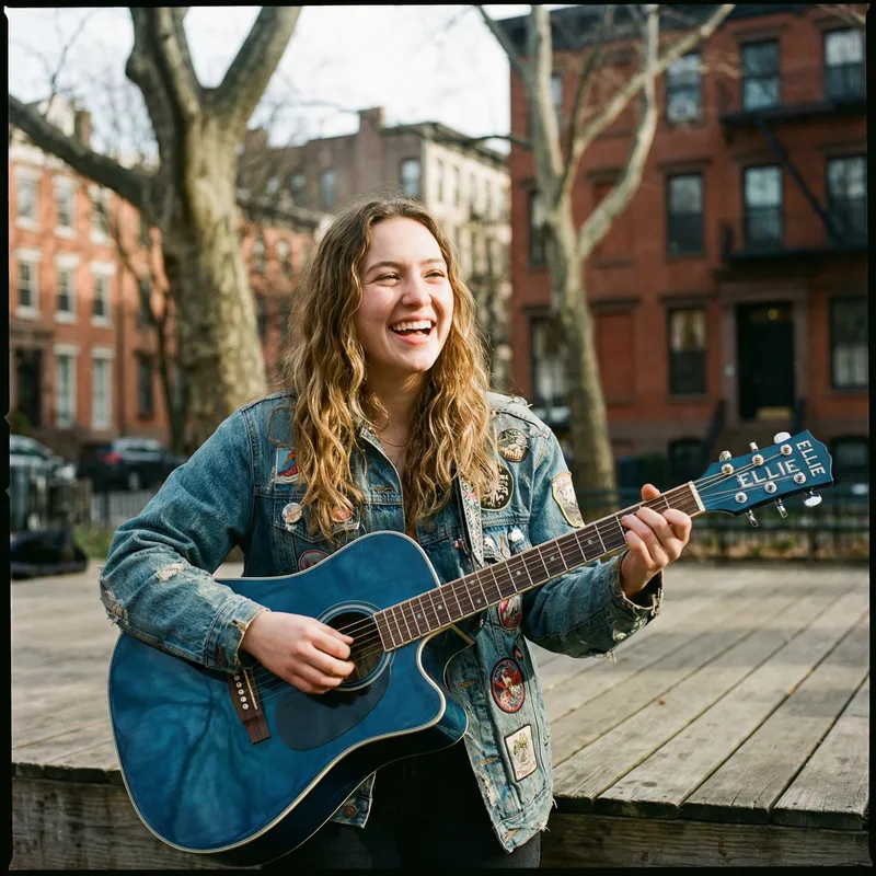 Ellie Blue Jeans Jacket Blue Guitar Photo