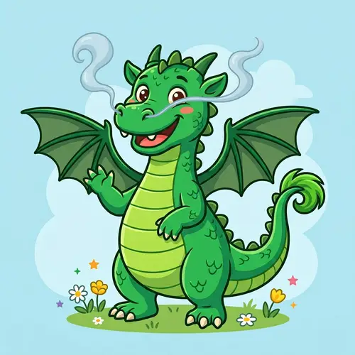 Friendly Dragon Clipart - Cheerful & Playful Design