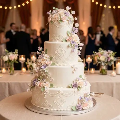 Elegant Wedding Cake with Edible Flowers